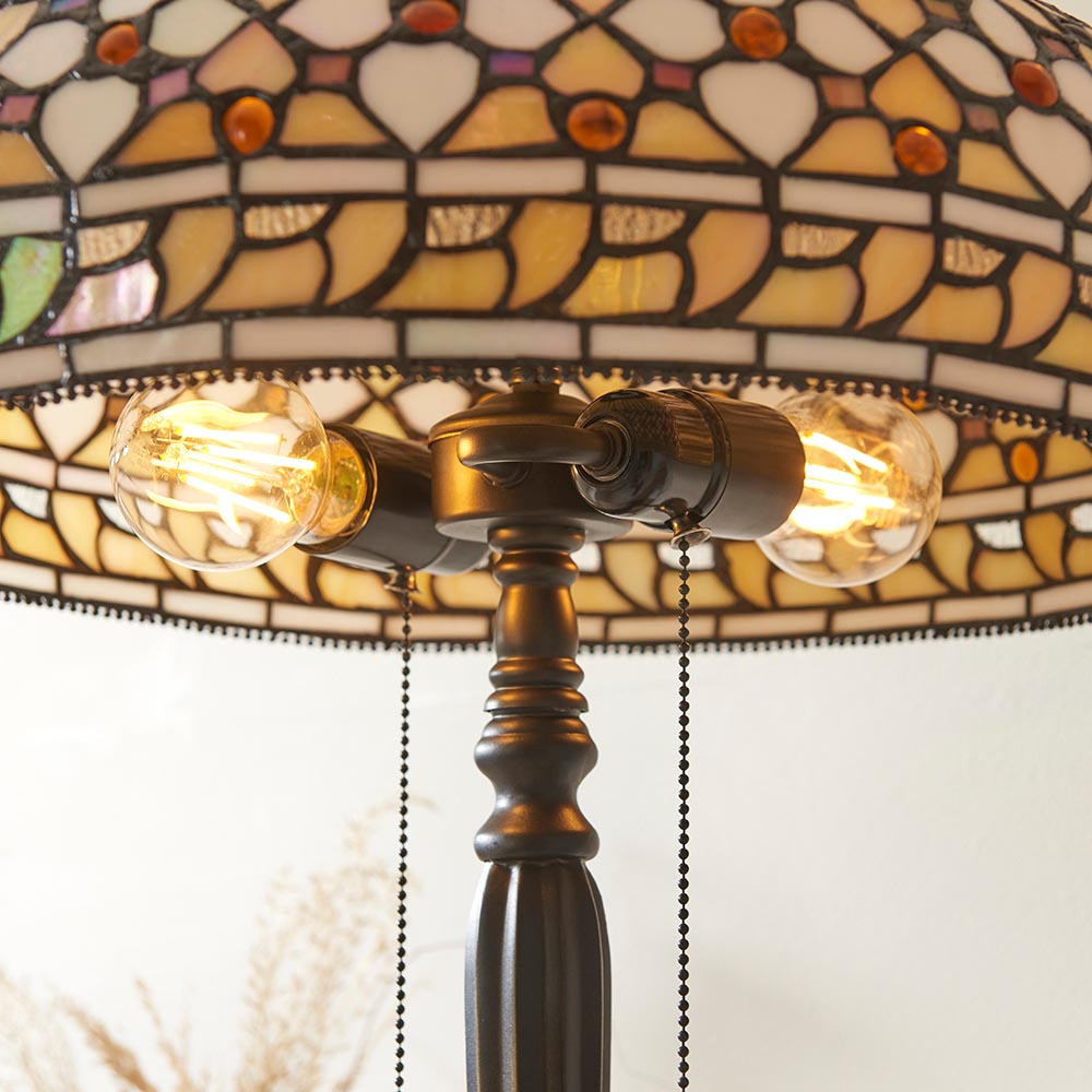 Magna Tiffany Glass Table Lamp In Multicolour