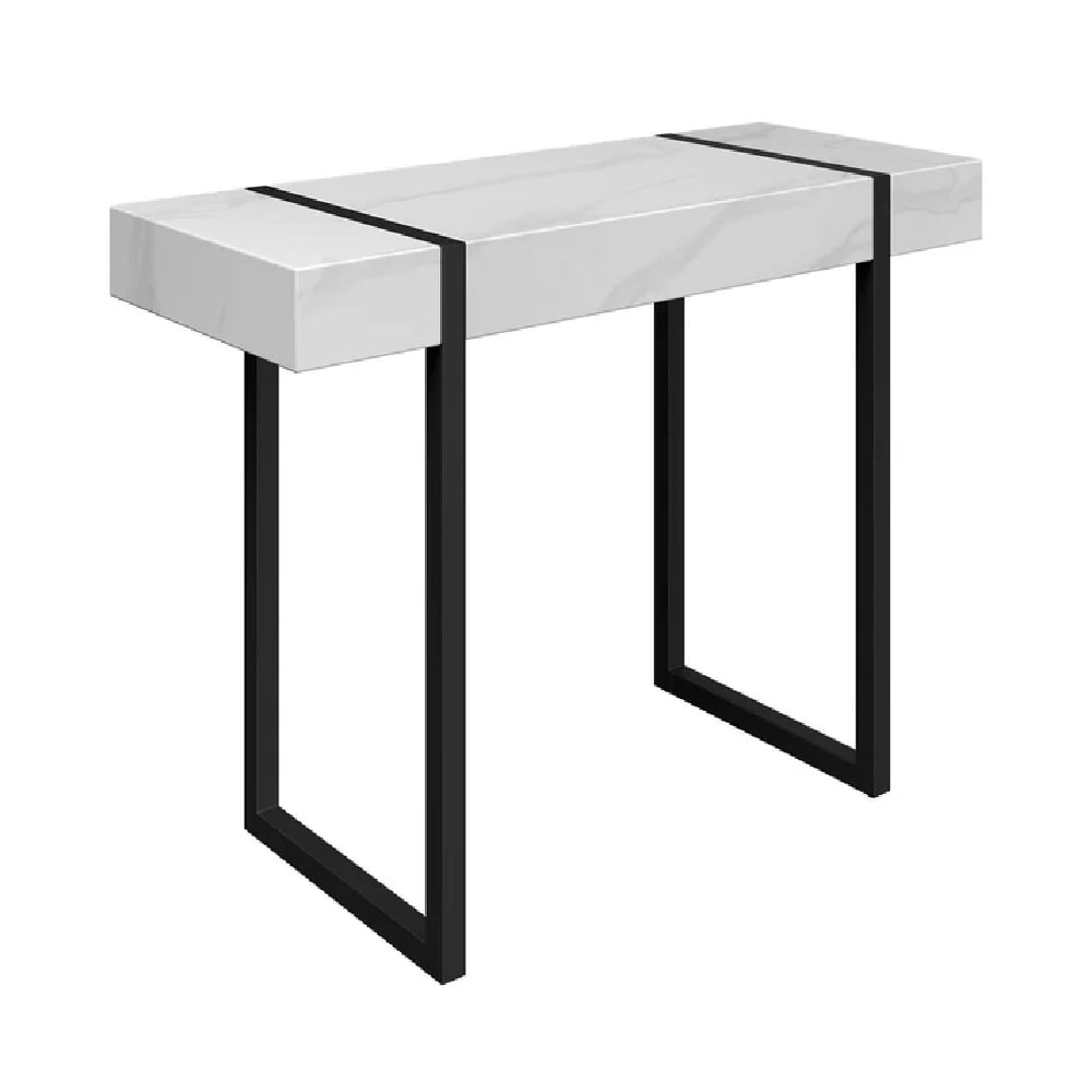 Read more about Magna wooden console table in white marble effect