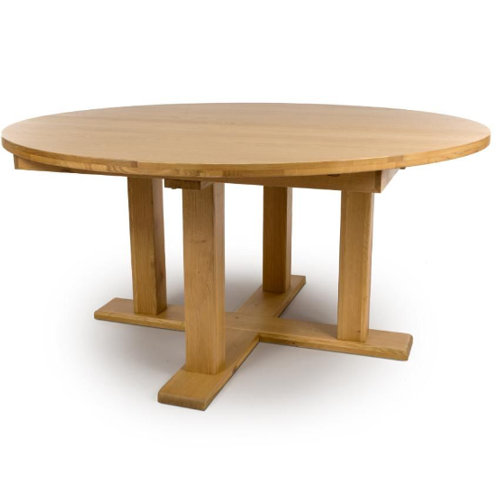 Magna Wooden Extending Round Dining Table In Oak