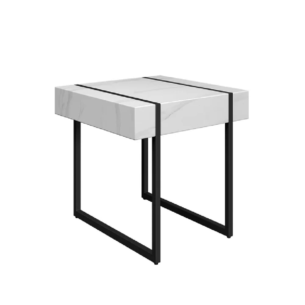Read more about Magna wooden side table in white marble effect