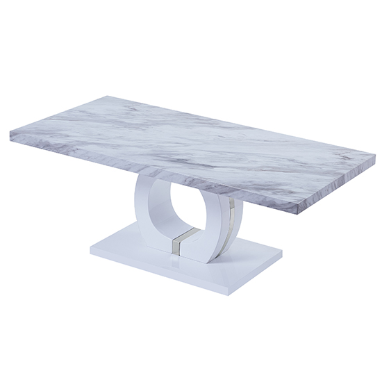 Product photograph of Halo High Gloss Coffee Table In Magnesia Marble Effect from Furniture in Fashion