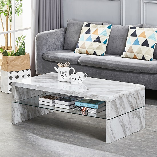 23 Off Marbella Coffee Table In Grey High Gloss Marble Effect Lovehomestyle