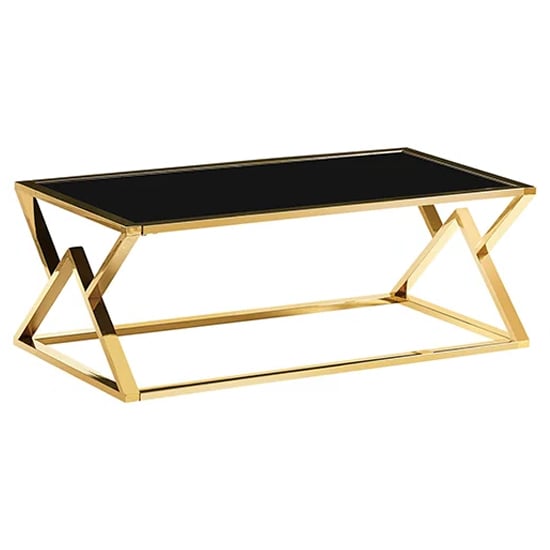 Product photograph of Magni Black Glass Coffee Table With Gold Metal Frame from Furniture in Fashion