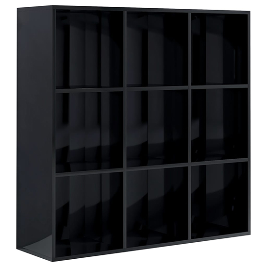 Magni High Gloss Bookcase With 9 Shelves In Black_2