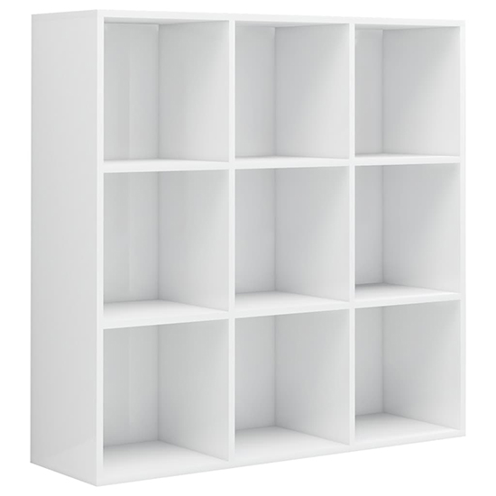 Magni High Gloss Bookcase With 9 Shelves In White_2