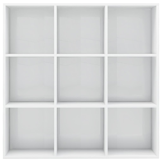 Magni High Gloss Bookcase With 9 Shelves In White_3