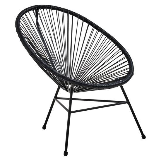 Magni Outdoor Rattan 3 Piece Patio Set In Black