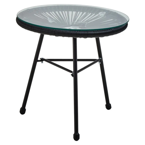 Magni Outdoor Rattan 3 Piece Patio Set In Black