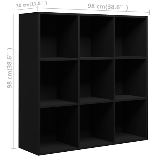 Magni Wooden Bookcase With 9 Shelves In Black_4