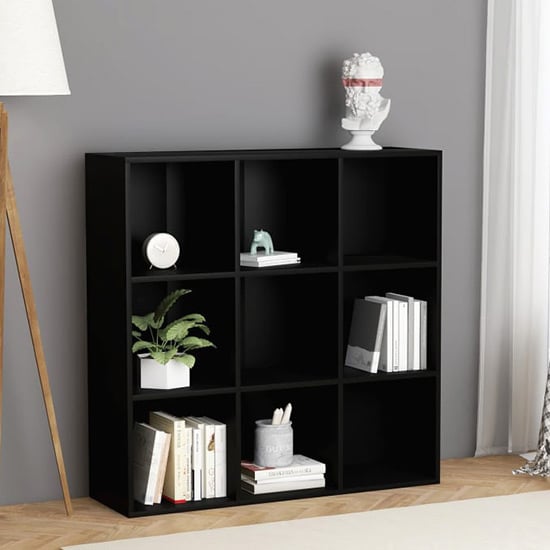 Photo of Magni wooden bookcase with 9 shelves in black