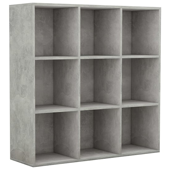 Magni Wooden Bookcase With 9 Shelves In Concrete Effect_2