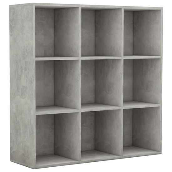 Magni Wooden Bookcase With 9 Shelves In Concrete Effect