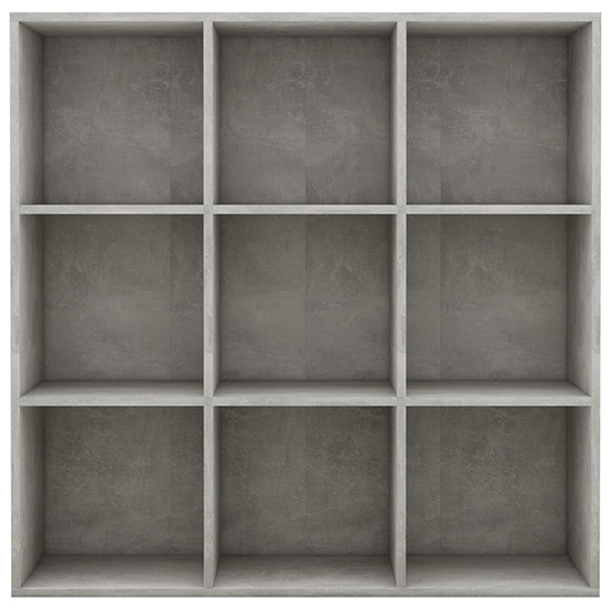 Magni Wooden Bookcase With 9 Shelves In Concrete Effect