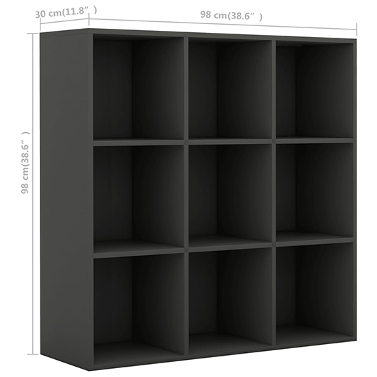 Magni Wooden Bookcase With 9 Shelves In Grey_4