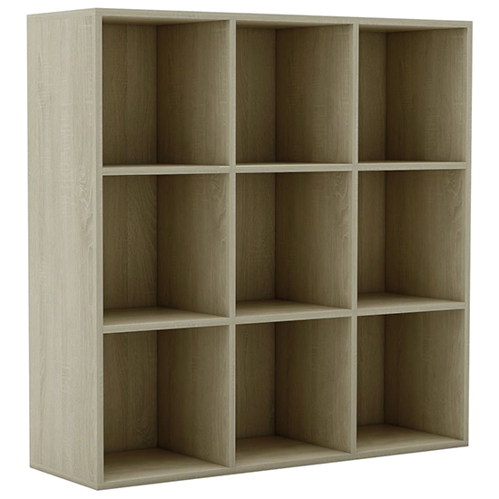 Magni Wooden Bookcase With 9 Shelves In Sonoma Oak