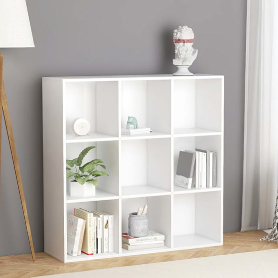 Product photograph of Magni Wooden Bookcase With 9 Shelves In White from Furniture in Fashion