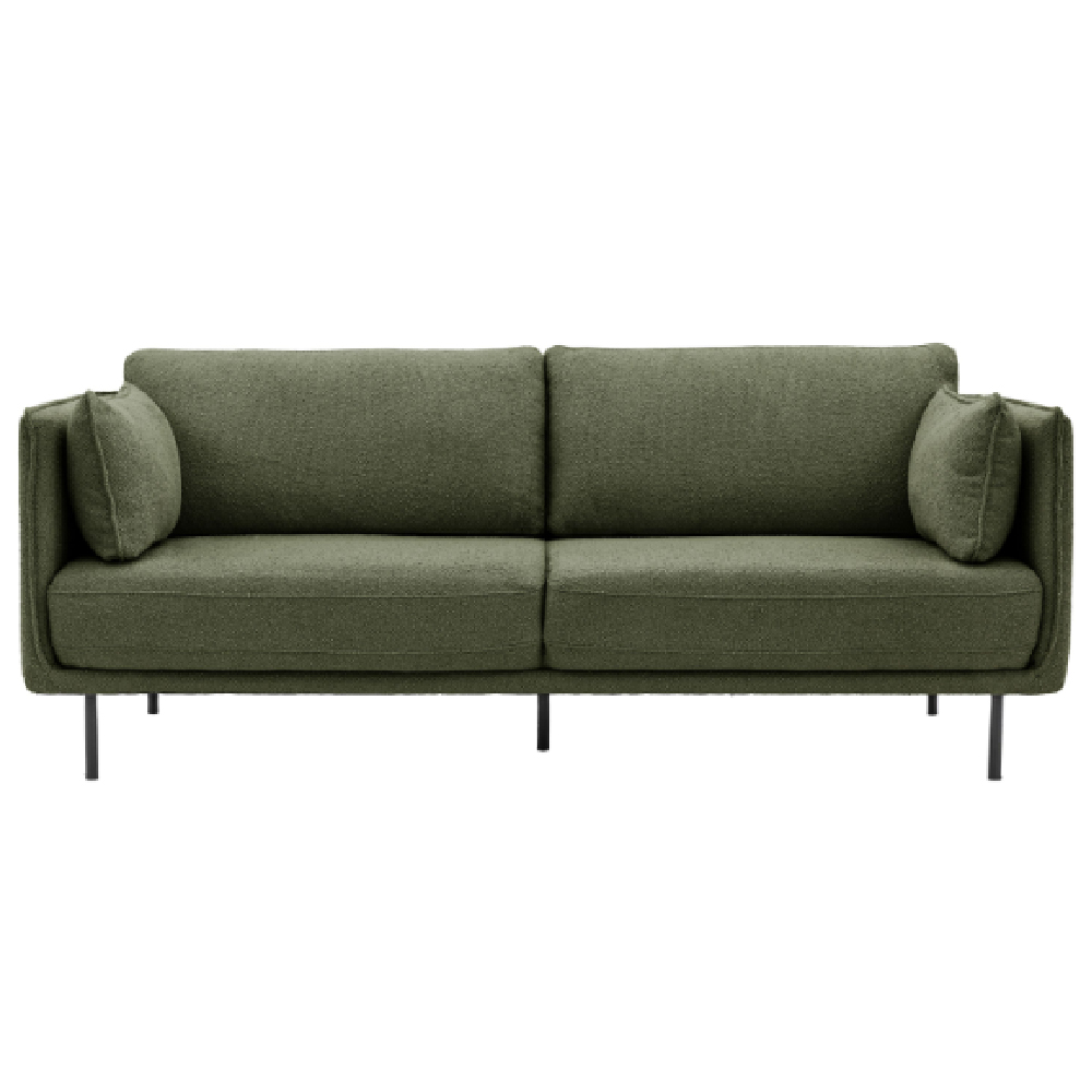 Magnolia Fabric 2 Seater Sofa With Black Legs In Green