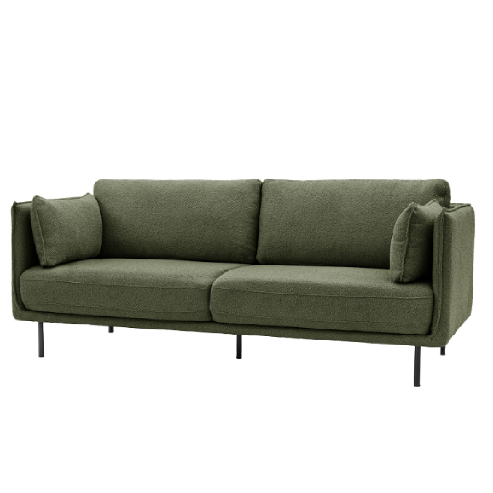 Magnolia Fabric 2 Seater Sofa With Black Legs In Green