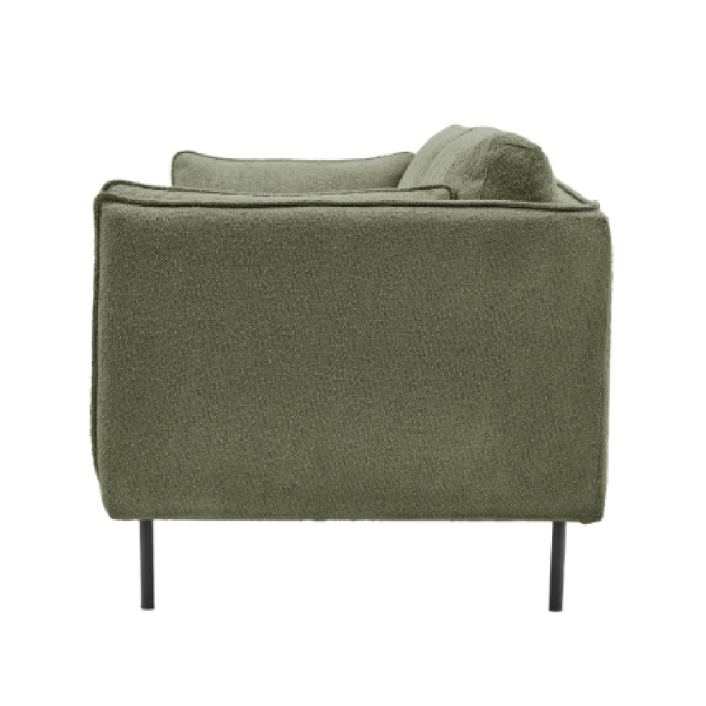 Magnolia Fabric 2 Seater Sofa With Black Legs In Green