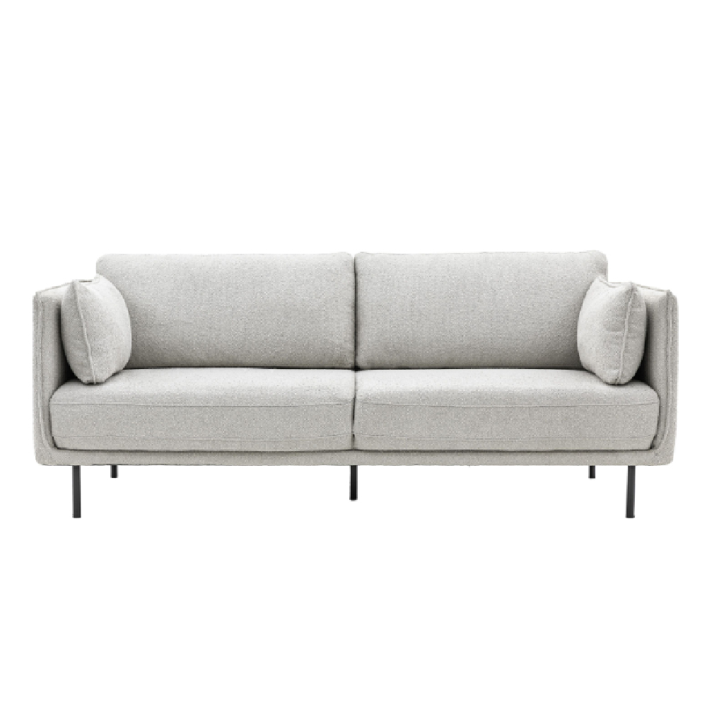 Magnolia Fabric 2 Seater Sofa With Black Legs In Natural