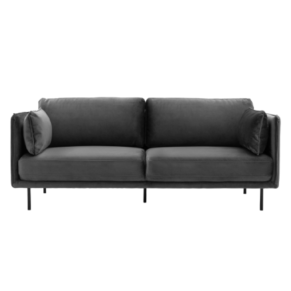 Magnolia Velvet 2 Seater Sofa With Black Legs In Truffle