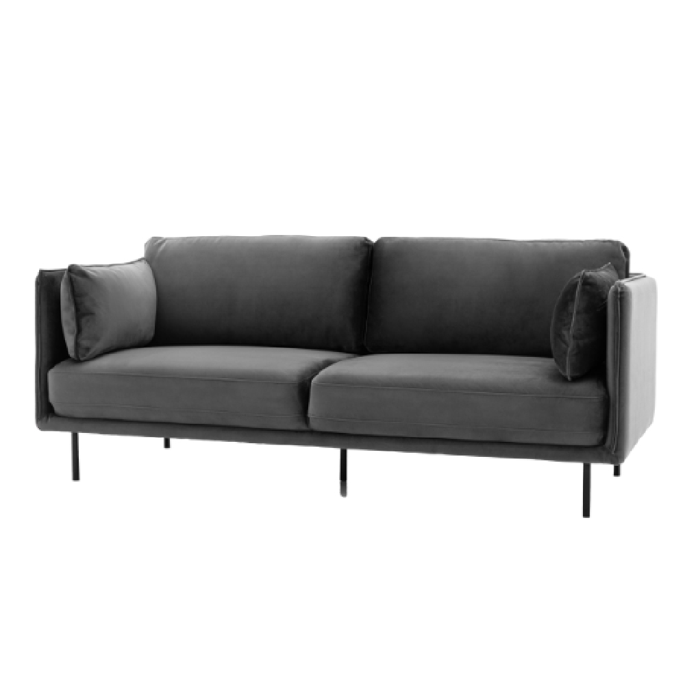Magnolia Velvet 2 Seater Sofa With Black Legs In Truffle
