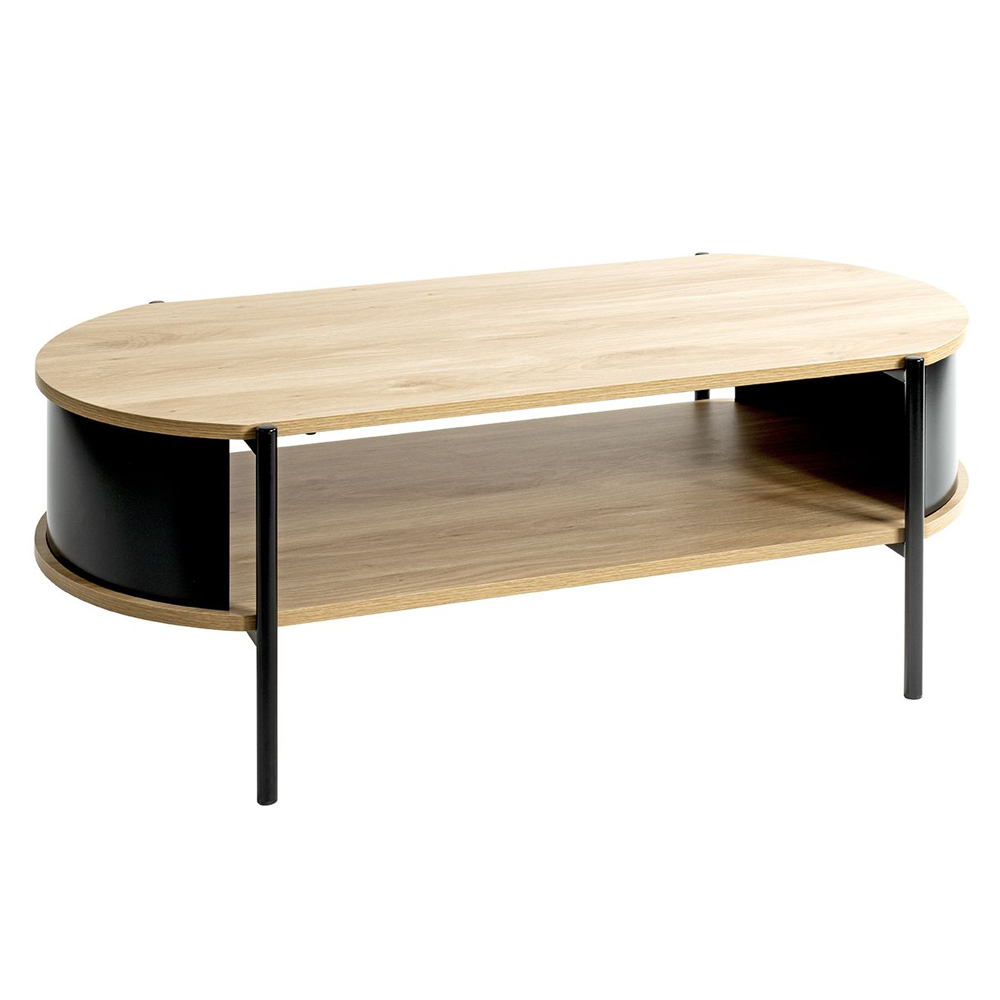Magnolia Wooden Coffee Table With Undershelf In Oak Black