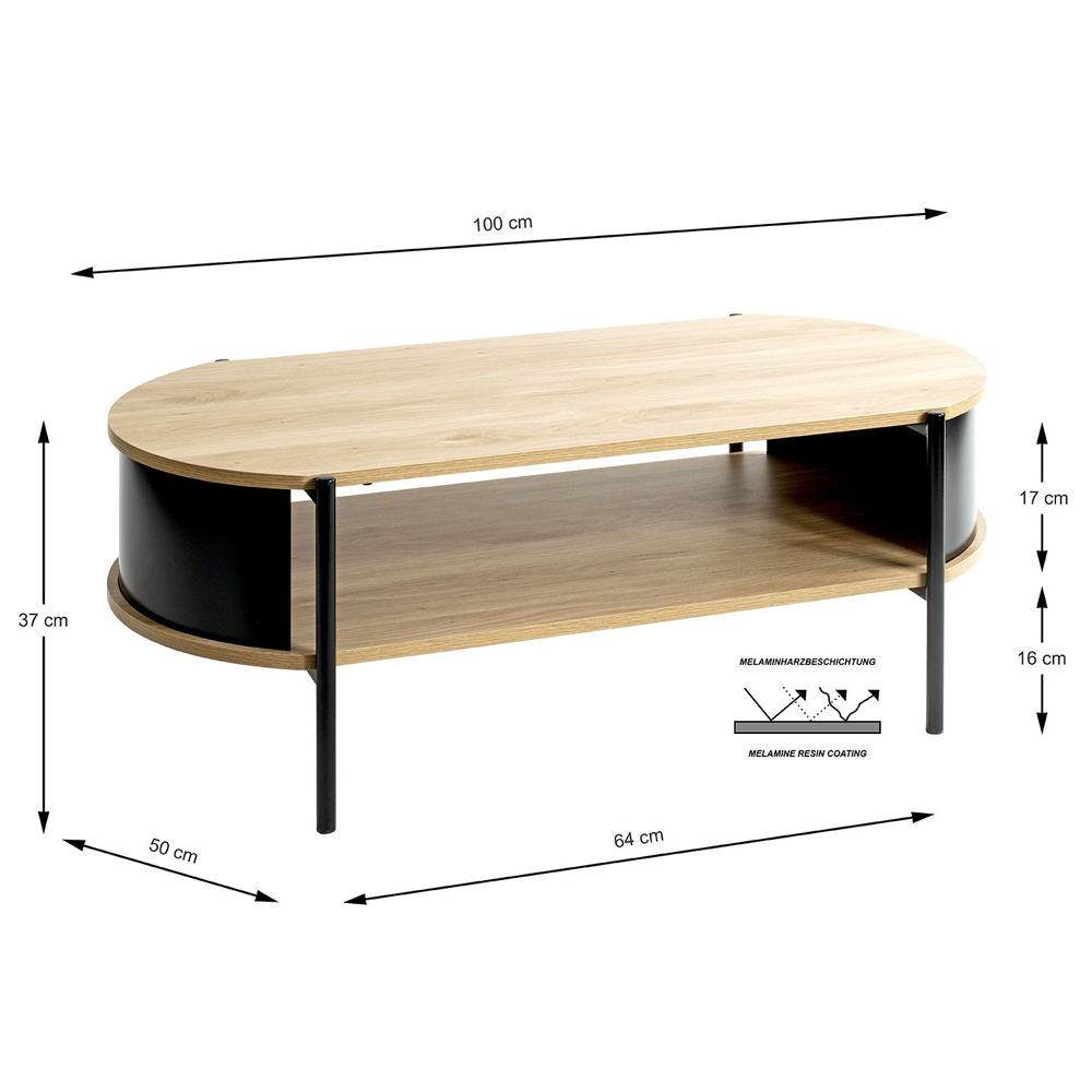 Magnolia Wooden Coffee Table With Undershelf In Oak Black