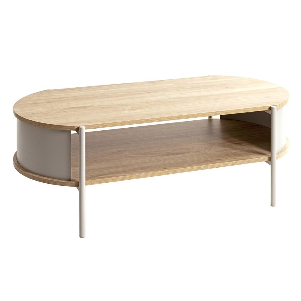 Magnolia Wooden Coffee Table With Undershelf In Oak Grey