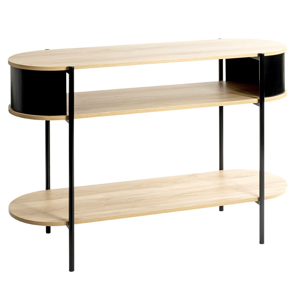 Magnolia Wooden Console Table With 2 Shelves In Oak Black