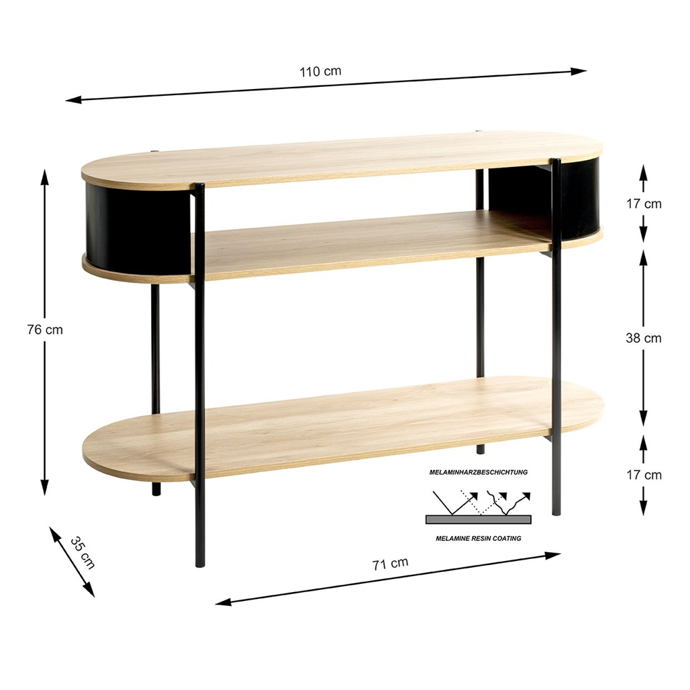 Magnolia Wooden Console Table With 2 Shelves In Oak Black