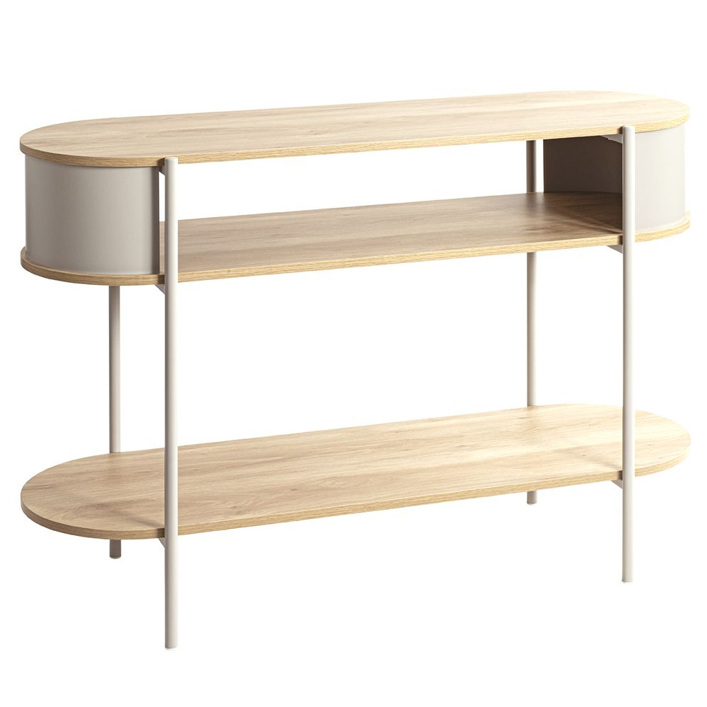 Magnolia Wooden Console Table With 2 Shelves In Oak Grey