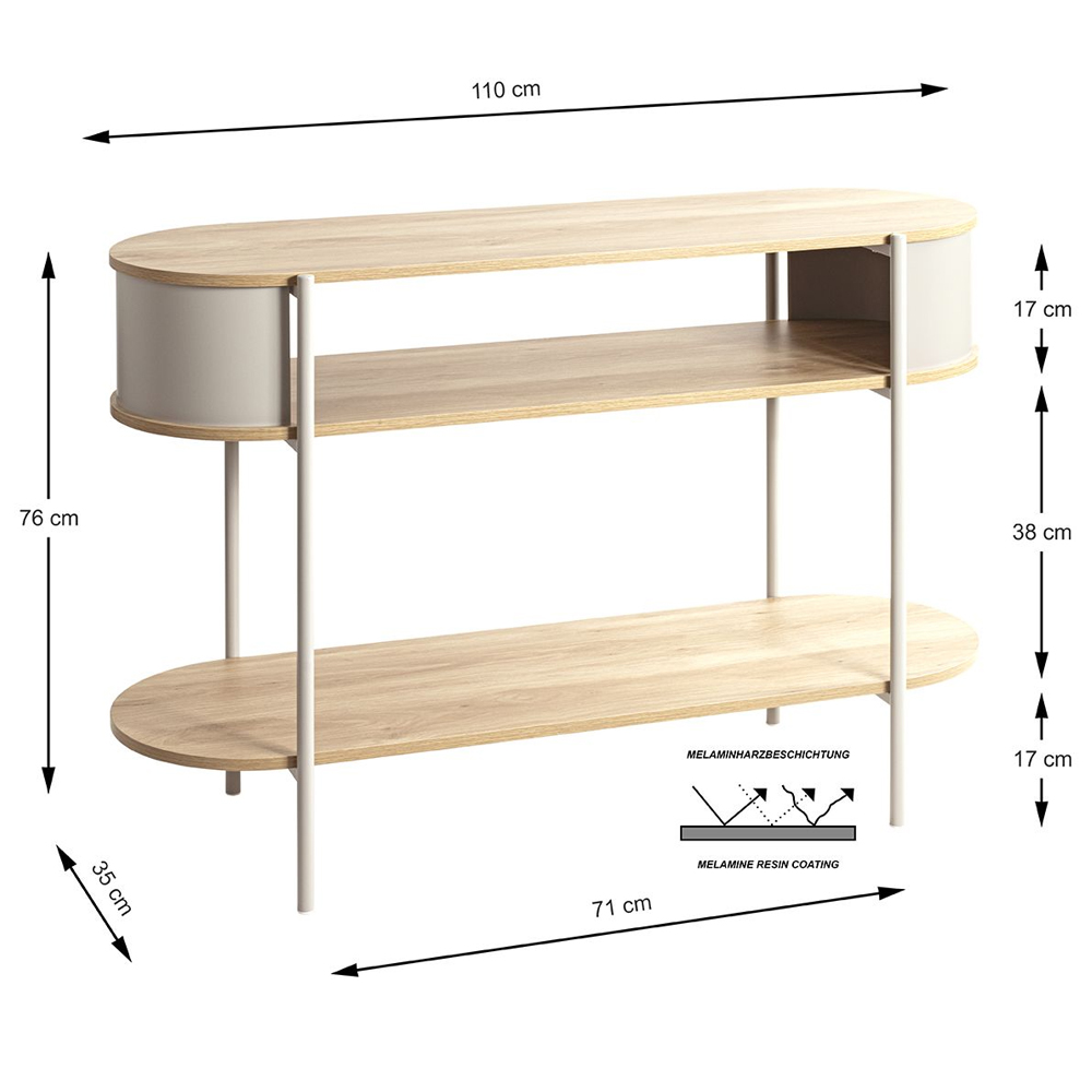 Magnolia Wooden Console Table With 2 Shelves In Oak Grey