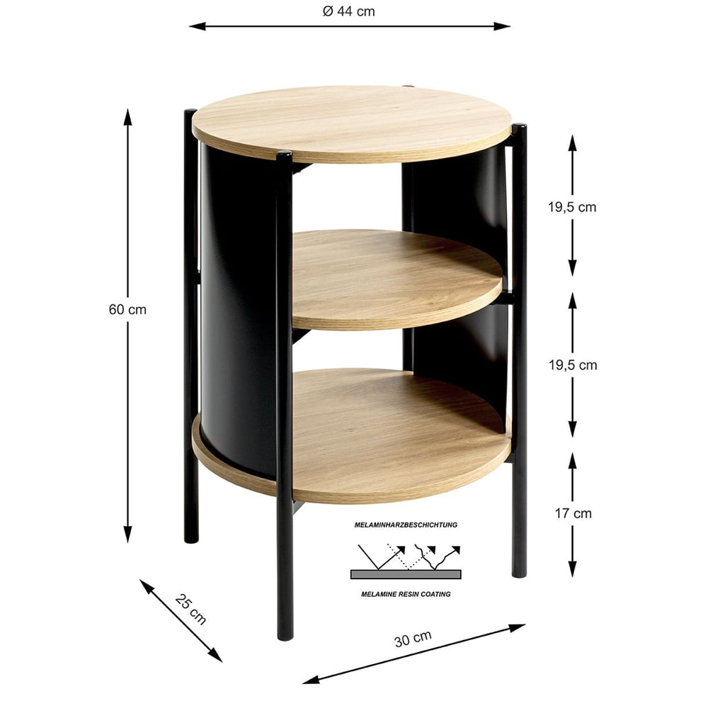 Magnolia Wooden End Table With 2 Shelves In Oak Black