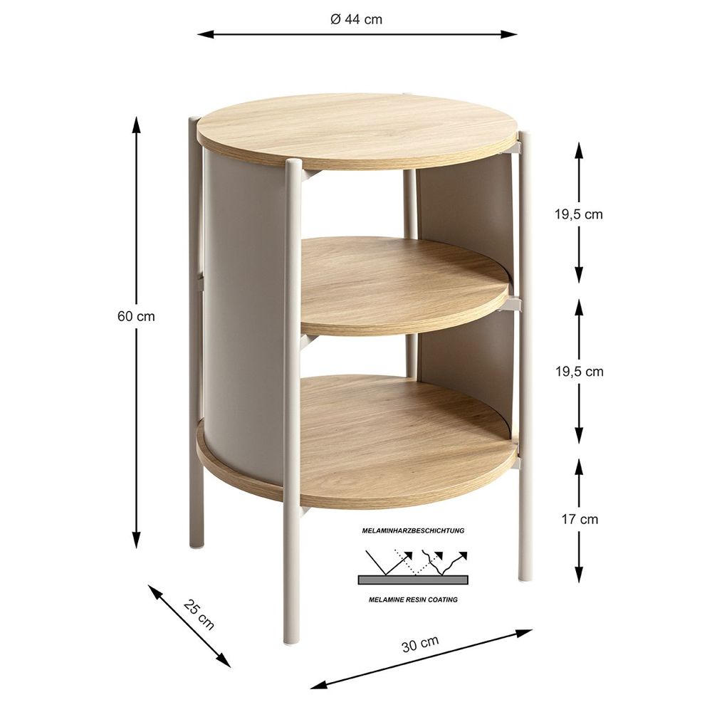 Magnolia Wooden End Table With 2 Shelves In Oak Grey