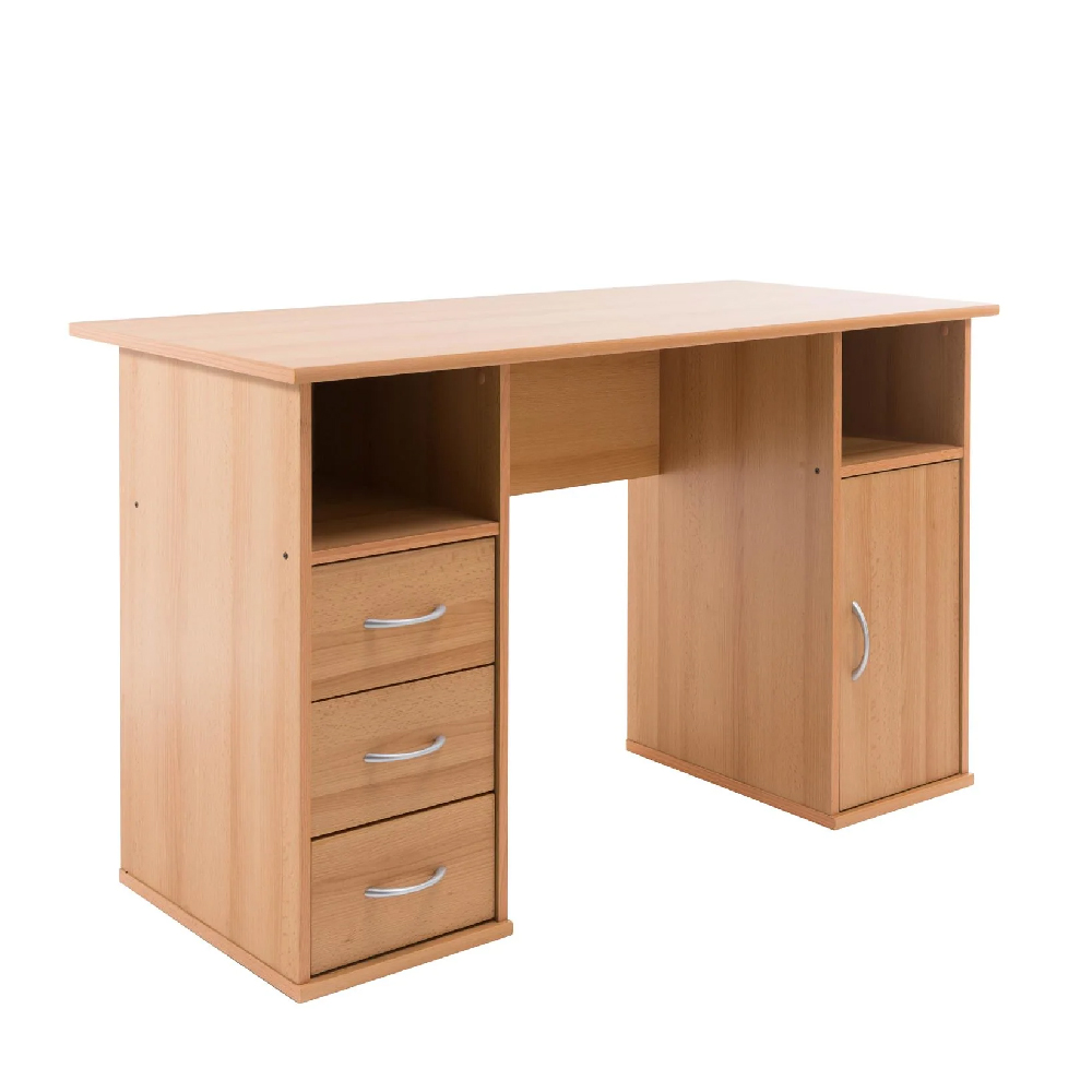 Magnolia Wooden Laptop Desk With 3 Drawers In Beech