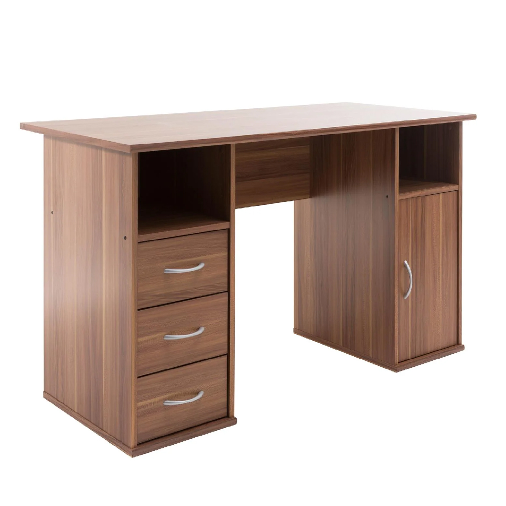 Magnolia Wooden Laptop Desk With 3 Drawers In Walnut