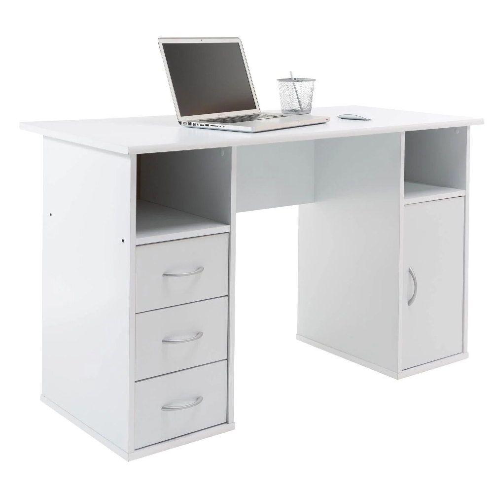 Magnolia Wooden Laptop Desk With 3 Drawers In White