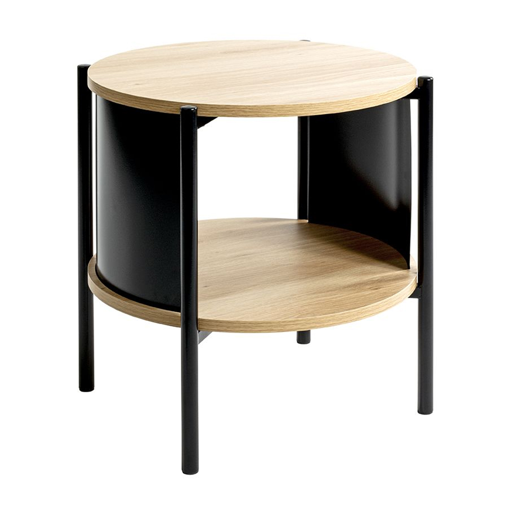 Magnolia Wooden Side Table With 1 Shelf In Oak Black