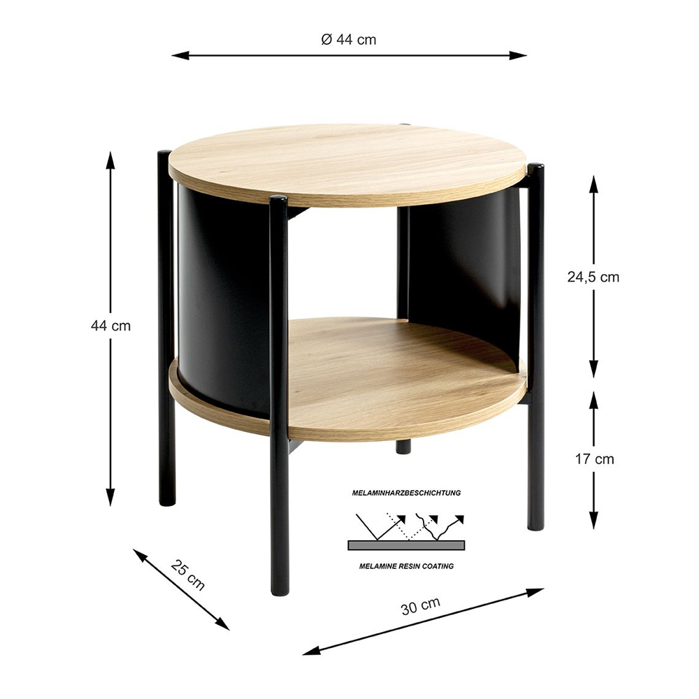 Magnolia Wooden Side Table With 1 Shelf In Oak Black