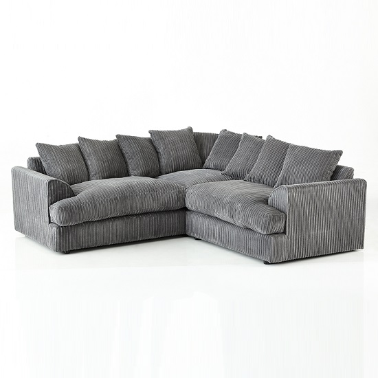 Magnus Fabric Corner Sofa In Charcoal With Black Feet 28006