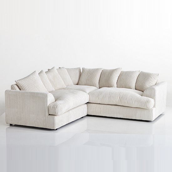 Magnus Fabric Corner Sofa In Cream With Black Feet 28005