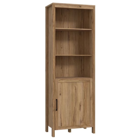 Product photograph of Mahon Wooden Shelving Unit With 1 Door In Waterford Oak from Furniture in Fashion