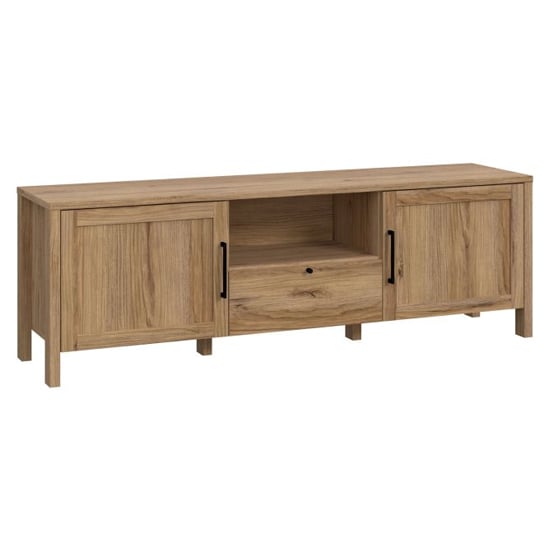 Product photograph of Mahon Wooden Tv Stand With 2 Doors 1 Drawer In Waterford Oak from Furniture in Fashion