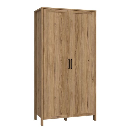 Product photograph of Mahon Wooden Wardrobe With 2 Doors In Waterford Oak from Furniture in Fashion