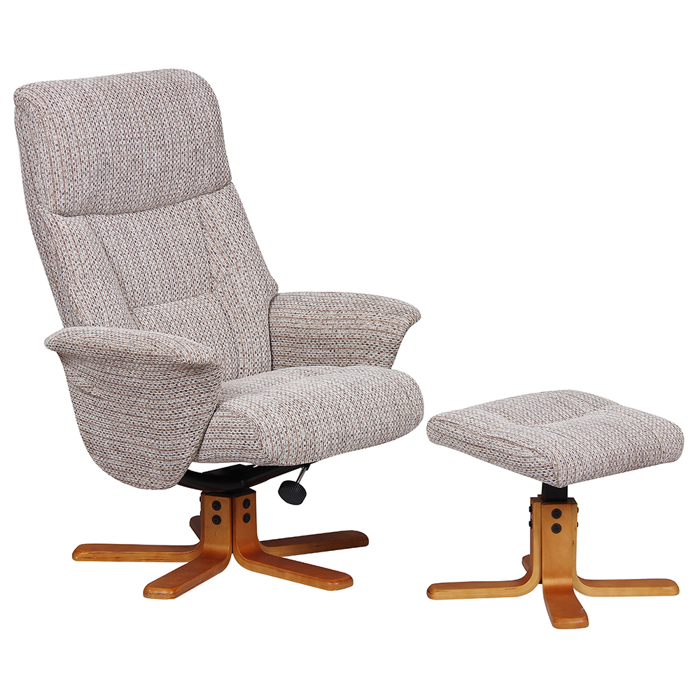 Maida Fabric Recliner Chair With Footstool In Wheat