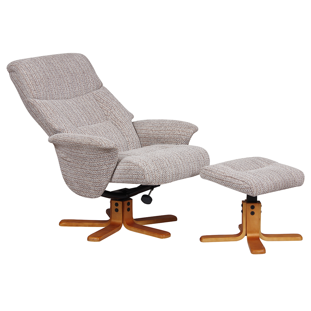 Maida Fabric Recliner Chair With Footstool In Wheat