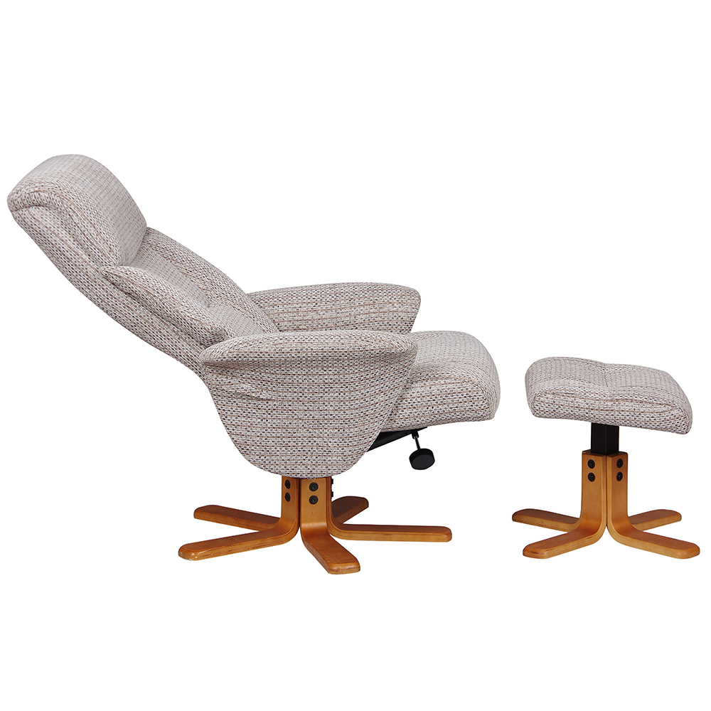 Maida Fabric Recliner Chair With Footstool In Wheat