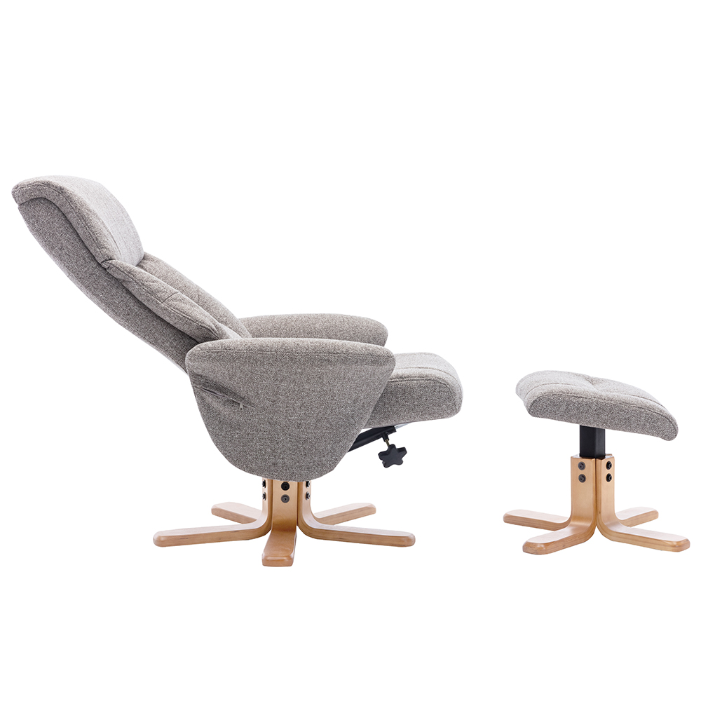 Maida Fabric Recliner Chair With Stool In Fossil