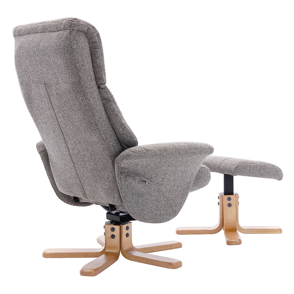 Maida Fabric Recliner Chair With Stool In Fossil